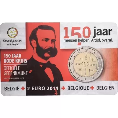 Bélgica 2 euro 2014 150 anos da Cruz Vermelha belga