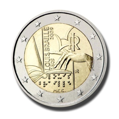 Itália 2 euro 2009 Nascimento de Louis Braille