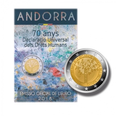 Andorra 2 euro 2018  70 anos da Declaração Universal dos Direitos Humanos