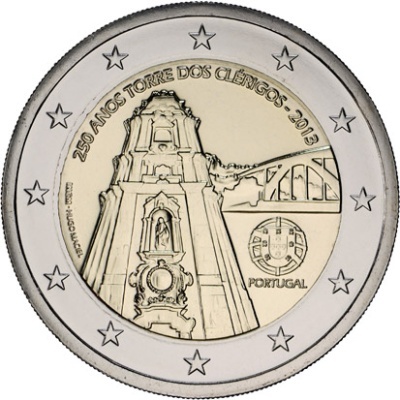 Portugal 2 euro 2013 250.º aniversário da Torre dos Clérigos