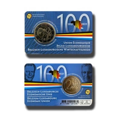 Bélgica 2 euro 2021 Centenário da constituição da União Económica Belgo‑Luxemburguesa