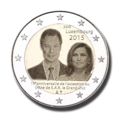 Luxemburgo 2 euro 2015  15.º aniversário Trono Grão‑Duque Henri