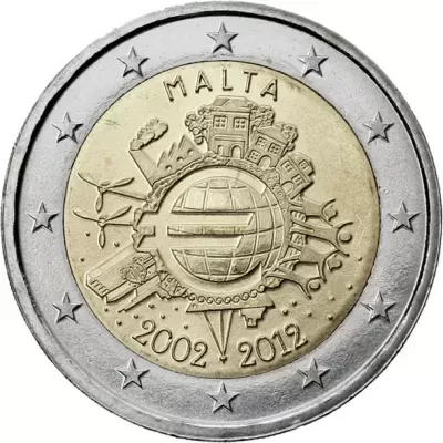 Malta 2 euro 2012 TYE 10 anos do euro