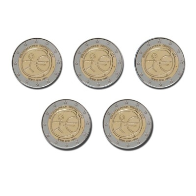 Alemanha 2 Euros 2009 10º Aniversário da UEM (5 moedas)