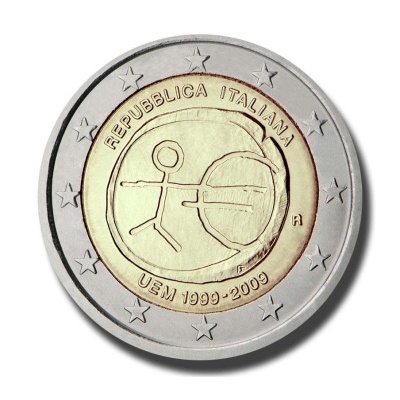 Italia 2 euro 2009 10 Aniversário da UEM
