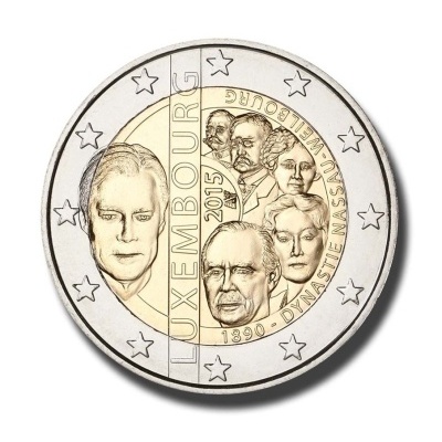 Luxemburgo 2 euro 2015 125.º aniversário da Dinastia de Nassau‑Weilbourg 2015