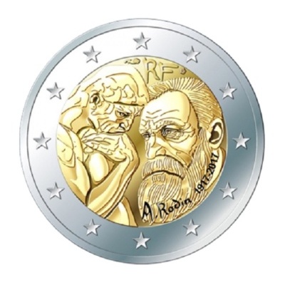 França 2 euro 2017 Centenário de Auguste Rodin