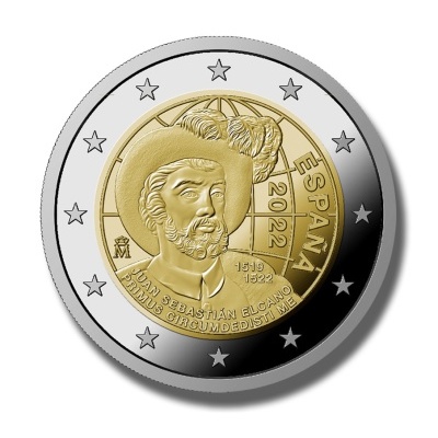 Espanha 2 euro 2022  Circum Navegação Juan Sebastian Elcano