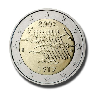Finlândia 2 euro 2007 90.º aniversário da independência da Finlândia