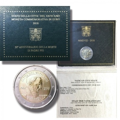 Vaticano 2 euro 2018  50.º aniversário da morte do Padre Pio