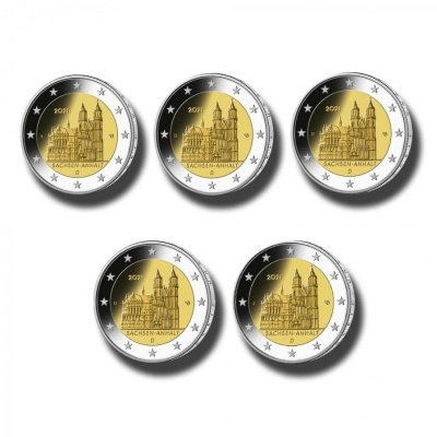 Alemanha 2 euro 2021 Catedral Saxónia‑Anhalt (5 moedas)