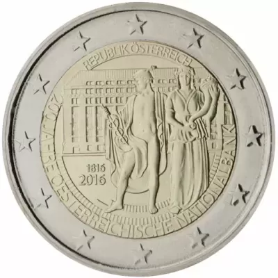 Áustria 2 euro 2016  200 anos do  National bank