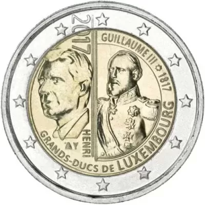 Luxemburgo 2 euro 2017  200.º aniversário do Grão‑Duque Guillaume III