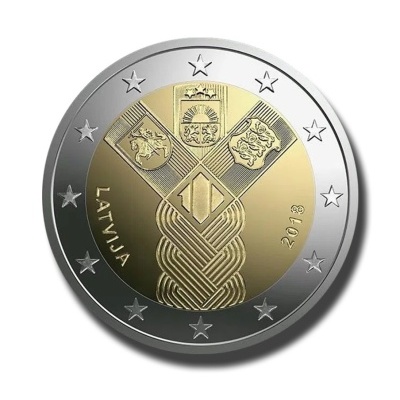 Letónia 2 euro 2018 Aniversario Paises Balticos