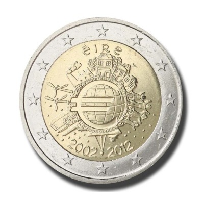 Irlanda 2 euro TYE 10 anos do euro 2012