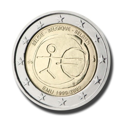 Bélgica 2 euro 2009 10 anos da União Económica e Monetária