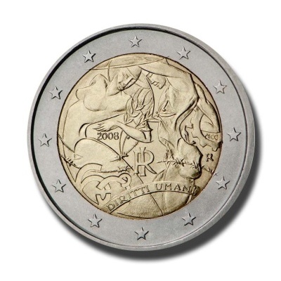 Itália 2 euro 2008 Declaração Universal dos Direitos Humanos