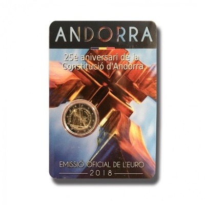 Andorra 2 euro 2018  25.º aniversário da Constituição de Andorra