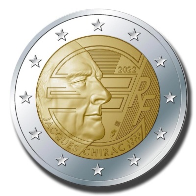 França 2 euro 2022  Presidente Jacques Chirac