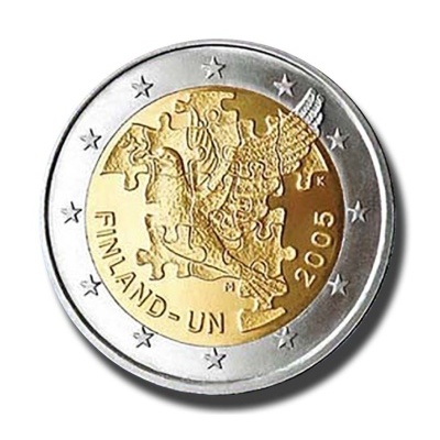 Finlândia 2 euro 2005 60 anos crianção ONU e 50 adesão