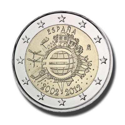 Espanha 2 euro 2012 TYE 10 anos do euro
