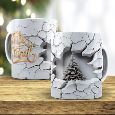 Caneca Feliz Natal Imagem 3D