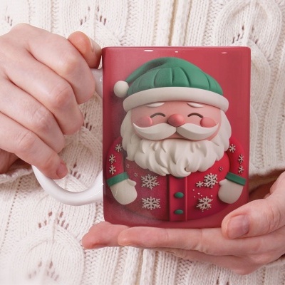 Caneca Pai Natal Imagem 3D