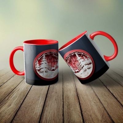 Caneca Natal Vermelho Imagem 3D