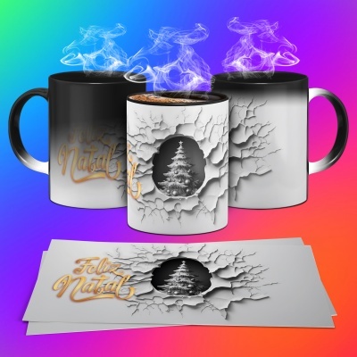 Caneca Feliz Natal Imagem 3D