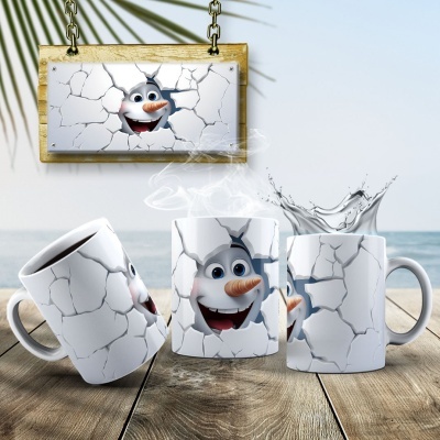 Caneca Natal Boneco de Neve Imagem  3D