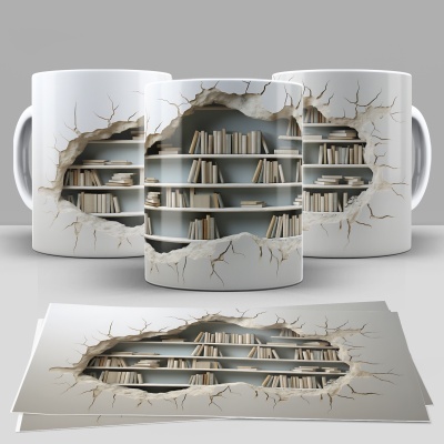 Caneca Biblioteca Imagem 3D