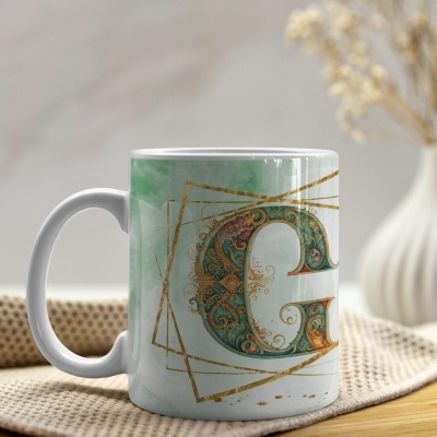 Caneca Alfabeto Arabesco  Dourado