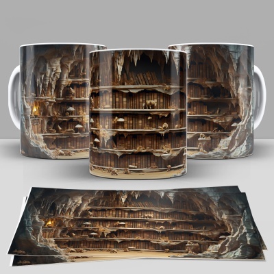 Caneca Biblioteca Imagem 3D