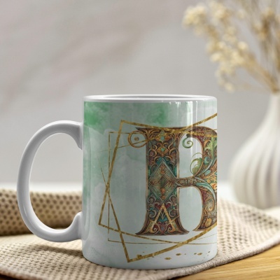 Caneca Alfabeto Arabesco  Dourado