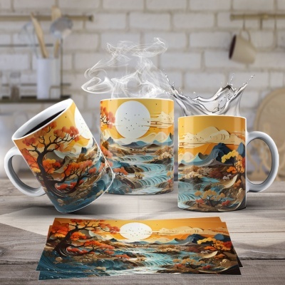 Caneca Montanha Imagem 3D