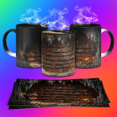 Caneca Biblioteca Imagem 3D