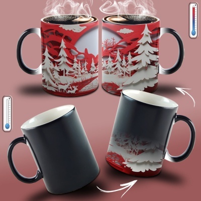 Caneca Natal Vermelho Imagem 3D