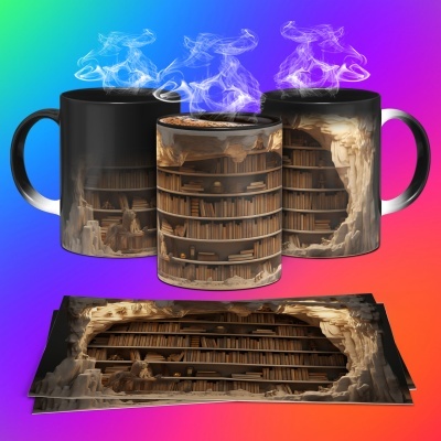 Caneca Biblioteca Imagem 3D