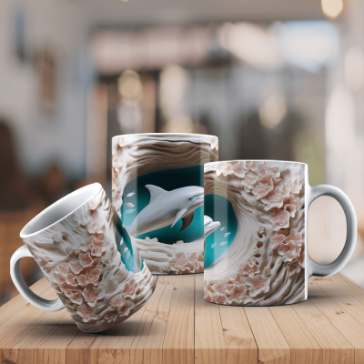 Caneca Golfinhos Imagem  3D