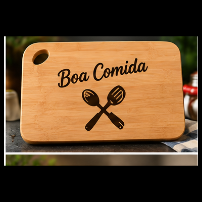 Tábua de Bambu Personalizada - Boa Comida
