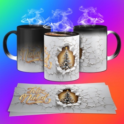 Caneca Feliz Natal Imagem 3D