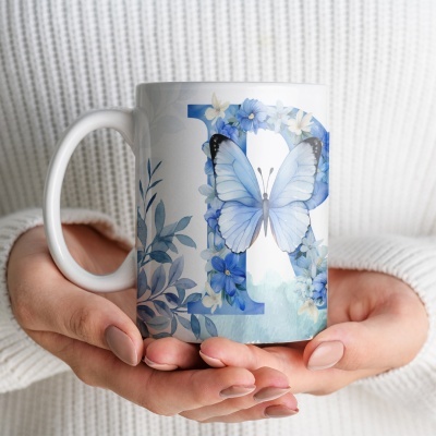 Caneca Alfabeto Floral Azul