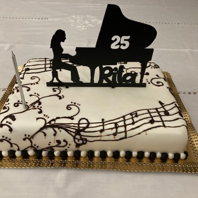 Topo de Bolo Aniversário Piano de Cauda