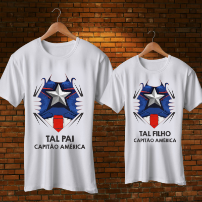 Par T-shirts Tal Pai Tal Filho Super Heróis Par T-shirts Tal Pai Tal Filho Super Heróis