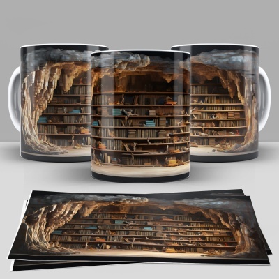 Caneca Biblioteca Imagem 3D