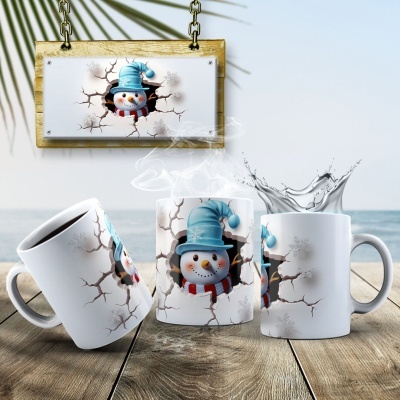Caneca Natal Boneco de Neve Imagem  3D