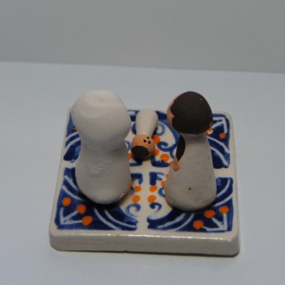 Presépio de Natal feito à mão em de cerâmica artesanal- Azulejos