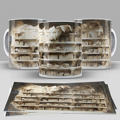 Caneca Biblioteca Imagem 3D