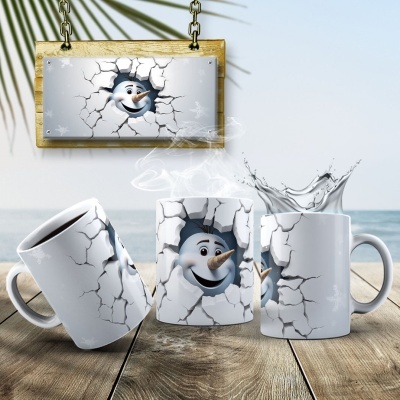 Caneca Natal Boneco de Neve Imagem  3D