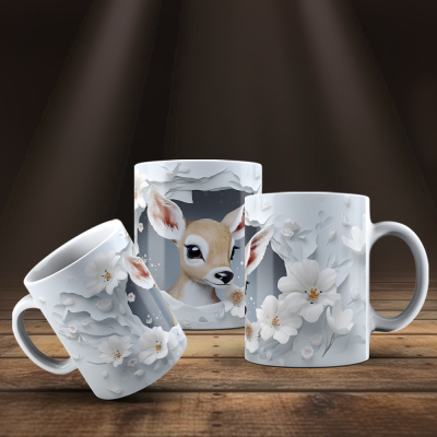 Caneca Animais Fofinhos Imagem 3D